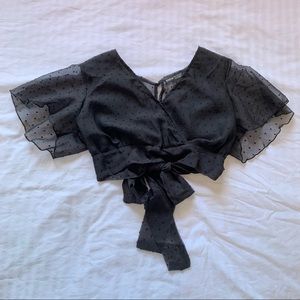 Sheer Black Dressy Cropped Blouse